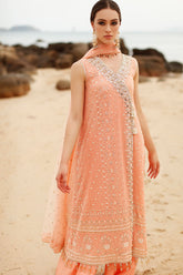 Peach Chikankari Chamak